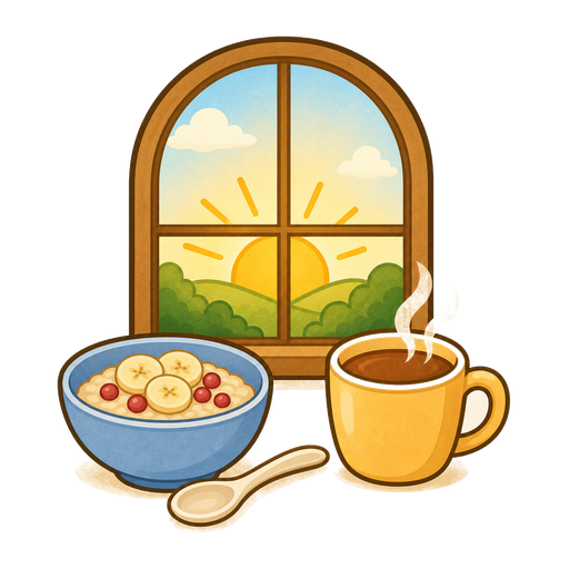 An illustrated breakfast scene